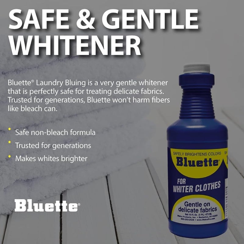 Bluette Concentrated Liquid Laundry Bluing 32 Fl Oz â€“ Restores Whiteness & Brightness for Your Laundry, Safe & Gentle on Fabrics, Eco-Friendly Fabric Whitener for All Laundry Types - Image 3